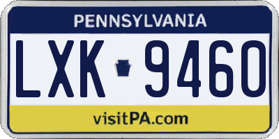 PA license plate LXK9460