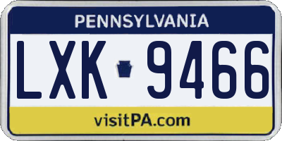 PA license plate LXK9466