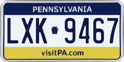 PA license plate LXK9467