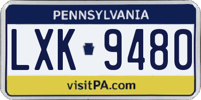 PA license plate LXK9480