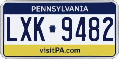 PA license plate LXK9482