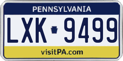 PA license plate LXK9499