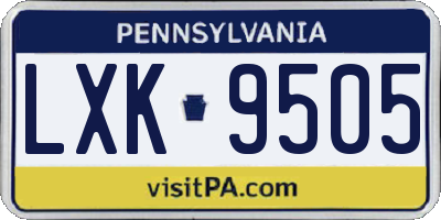 PA license plate LXK9505
