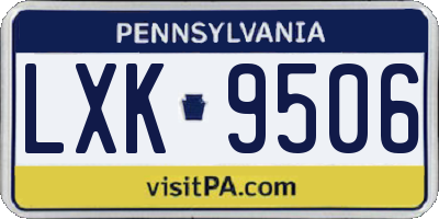 PA license plate LXK9506