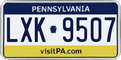 PA license plate LXK9507