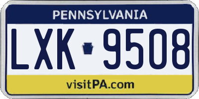 PA license plate LXK9508