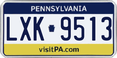 PA license plate LXK9513