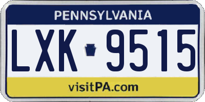 PA license plate LXK9515