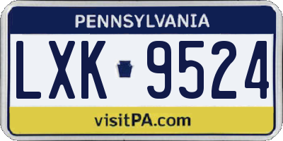 PA license plate LXK9524