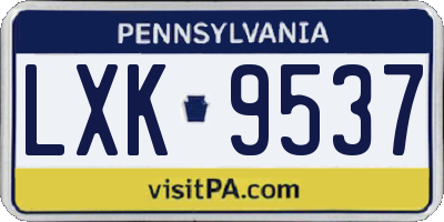 PA license plate LXK9537
