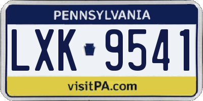 PA license plate LXK9541