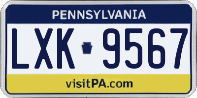 PA license plate LXK9567