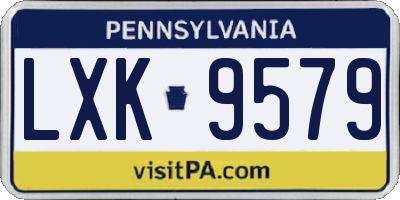 PA license plate LXK9579