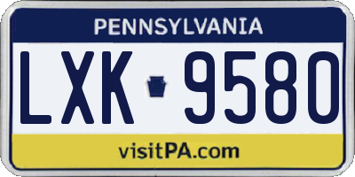 PA license plate LXK9580