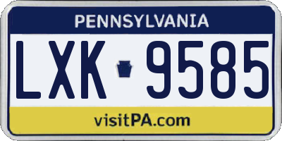 PA license plate LXK9585