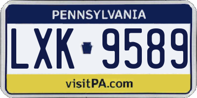 PA license plate LXK9589