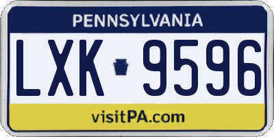 PA license plate LXK9596