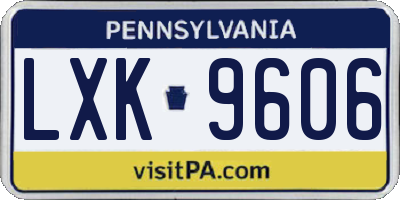 PA license plate LXK9606