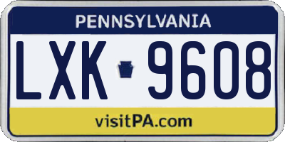 PA license plate LXK9608