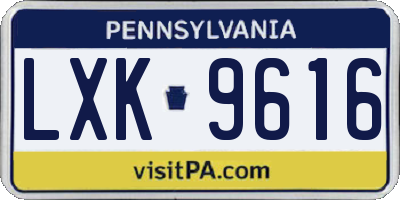 PA license plate LXK9616