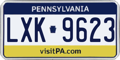 PA license plate LXK9623