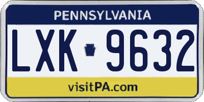 PA license plate LXK9632