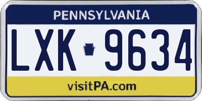 PA license plate LXK9634