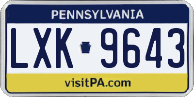 PA license plate LXK9643