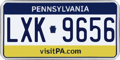 PA license plate LXK9656