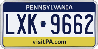 PA license plate LXK9662