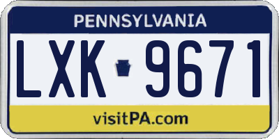 PA license plate LXK9671