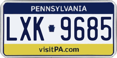 PA license plate LXK9685