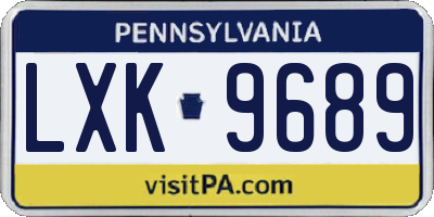 PA license plate LXK9689