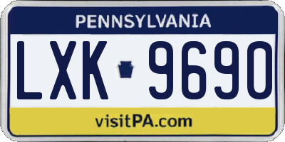 PA license plate LXK9690