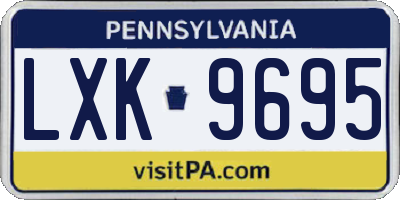 PA license plate LXK9695