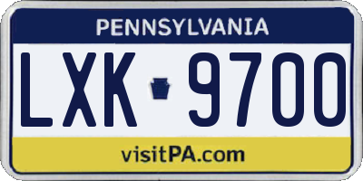 PA license plate LXK9700