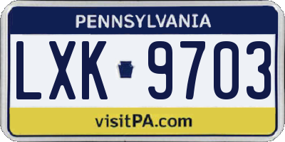 PA license plate LXK9703