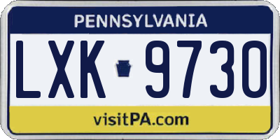 PA license plate LXK9730