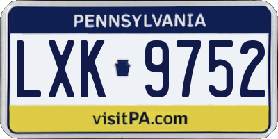 PA license plate LXK9752