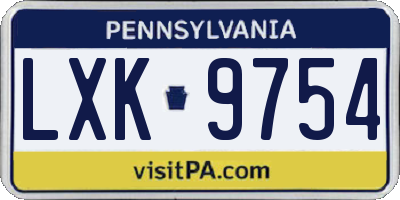 PA license plate LXK9754