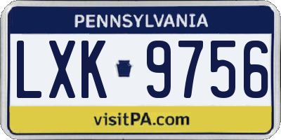 PA license plate LXK9756
