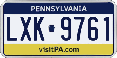 PA license plate LXK9761