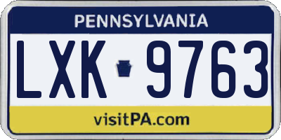 PA license plate LXK9763