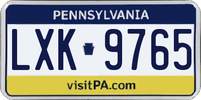 PA license plate LXK9765
