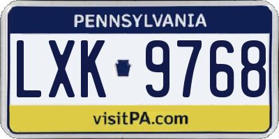 PA license plate LXK9768