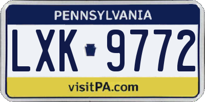 PA license plate LXK9772