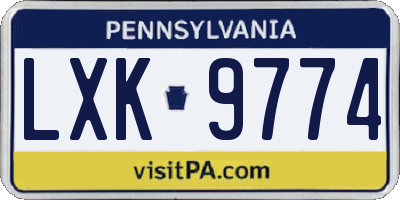 PA license plate LXK9774