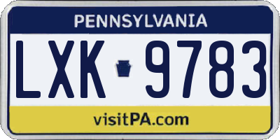 PA license plate LXK9783