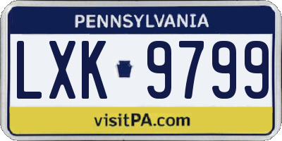PA license plate LXK9799
