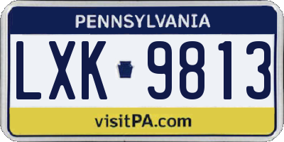 PA license plate LXK9813
